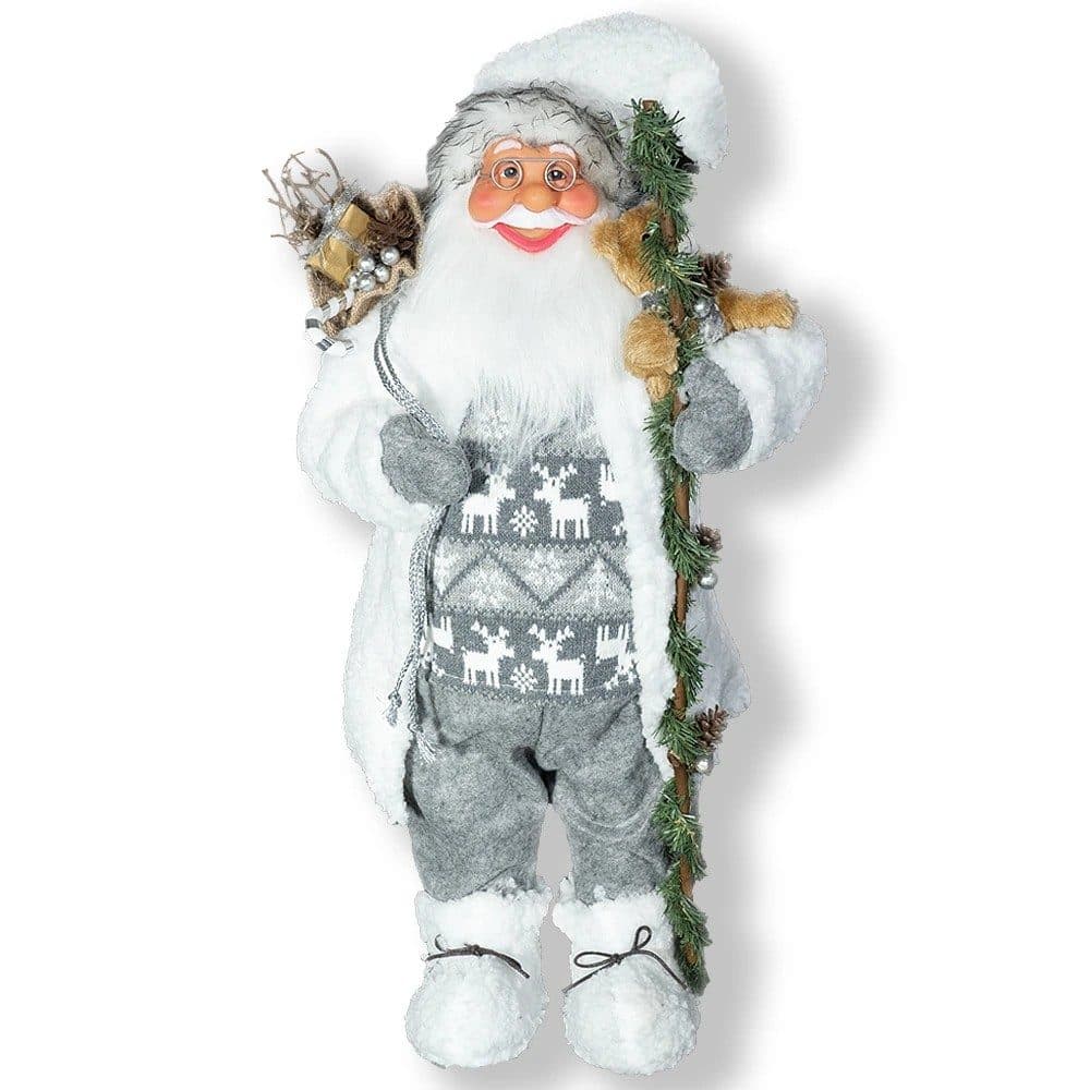 Figurină Moș Crăciun 60 cm, Gri - Vedere Principală Depozitul de Brazi
