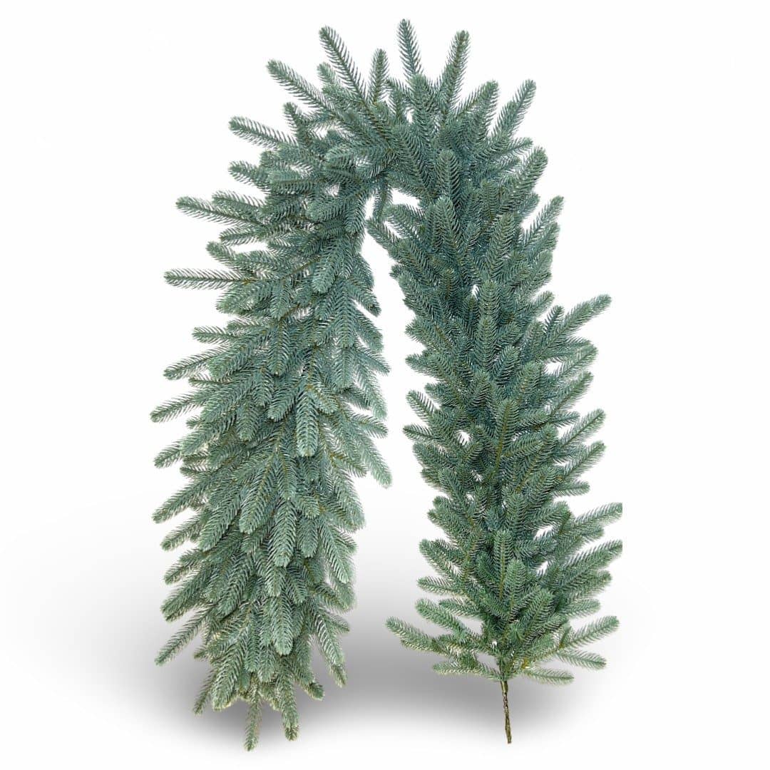 Ghirlandă de Crăciun Josephine Blue, Ramuri de Brad Argintiu cu Ace Full 3D, 150 cm - Ghirlande Premium Depozitul de Brazi