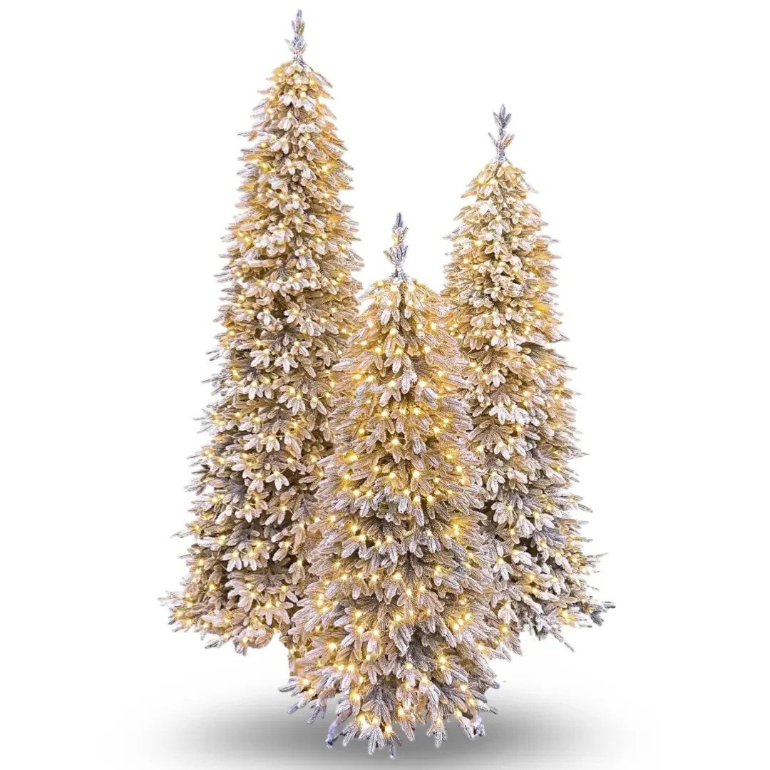 Brad Artificial Slim Pre-Lit Alina Snow, cu LED-uri integrate